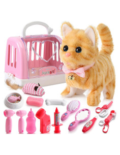 Robot Peluche Interactivo Gatito WorWoder Amarillo 21.8 cm