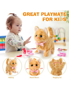 Robot Peluche Interactivo Gatito WorWoder Amarillo 21.8 cm 2