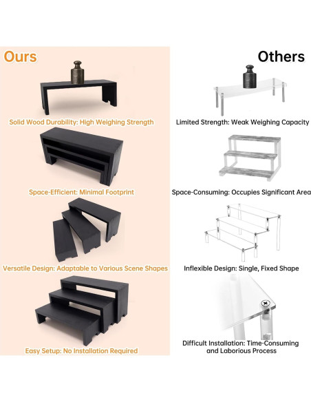Juego de Soportes de Exhibición de Madera Varbonia - 6 Piezas