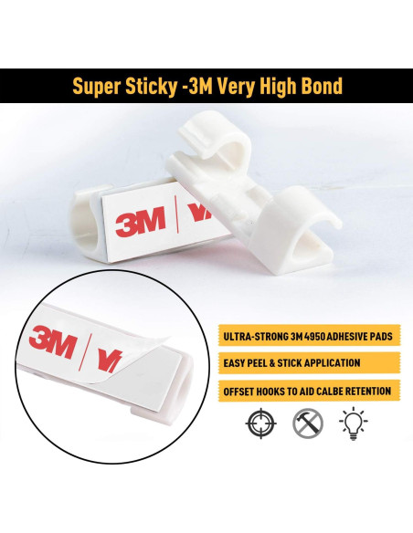 Clips para Cables XIAOXI 40 Piezas Adhesivos Blanco