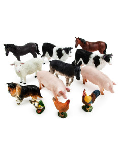 Figuras de Animales de Granja Boley - 12 Juguetes Realistas
