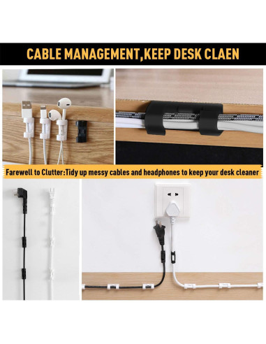 Clips para Cables XIAOXI 40 Piezas Adhesivos Blanco