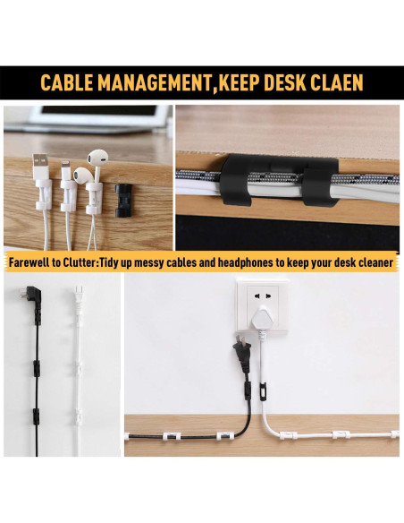 Clips para Cables XIAOXI 40 Piezas Adhesivos Blanco