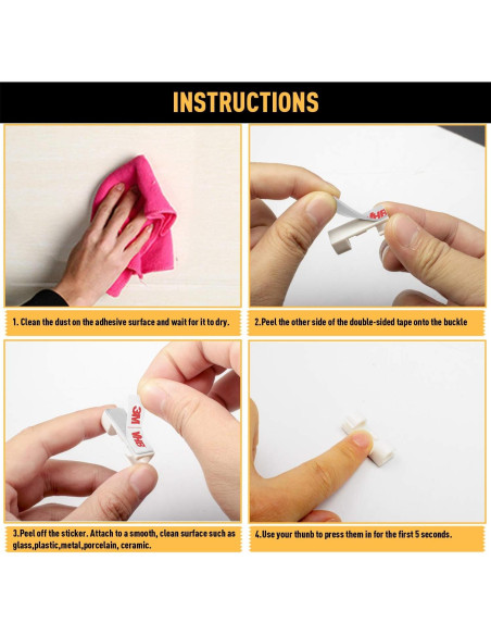 Clips para Cables XIAOXI 40 Piezas Adhesivos Blanco