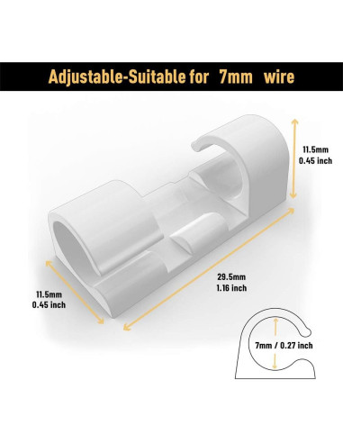 Clips para Cables XIAOXI 40 Piezas Adhesivos Blanco