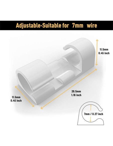 Clips para Cables XIAOXI 40 Piezas Adhesivos Blanco