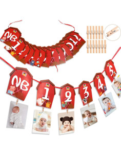 Banner de Foto de Cumpleaños de Animales de Granja Blulu 16x15cm 2