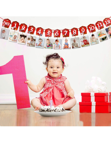 Banner de Foto de Cumpleaños de Animales de Granja Blulu 16x15cm