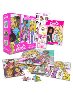 Conjunto de Rompecabezas Barbie 24, 48 y 100 Piezas con Stickers