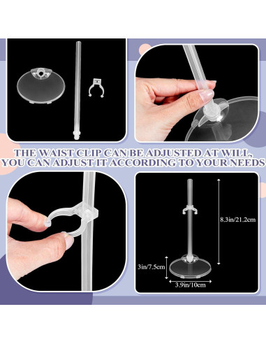 100 Soportes Acrílicos Transparentes para Muñecas 21.7 cm Menkxi