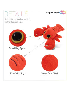 DolliBu Peluche Langosta Roja 15 cm - Suave y Abrazable 2