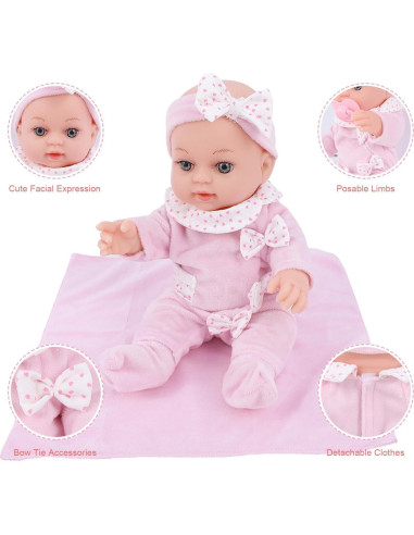 Muñeca 30 cm BDDOLL con Cuna, Ropa y Accesorios