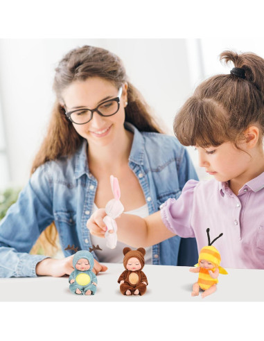 Mini Muñecas Bebé Realistas Hanaive 4 Pcs 10.16 cm Ropa Animales