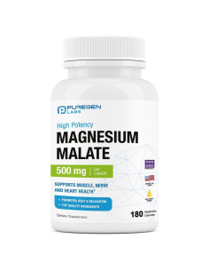 Malato de Magnesio 500mg Puregen Labs 180 Cápsulas Vegetales