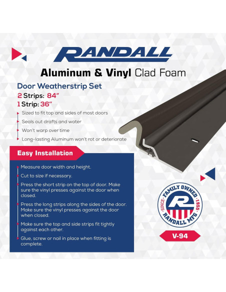 Juego de Paradas de Puerta Aluminio Randall 2x213.36cm 1x91.44cm Juego de Paradas de Puerta Aluminio Randall 2x213.36cm 1x91.44cm