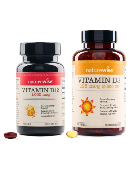 NatureWise Vitamina B12 1000 mcg y D3 125 mcg 150 Softgels