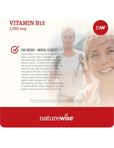 NatureWise Vitamina B12 1000 mcg y D3 125 mcg 150 Softgels