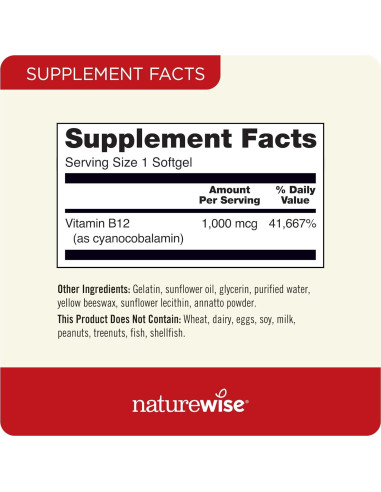 NatureWise Vitamina B12 1000 mcg y D3 125 mcg 150 Softgels