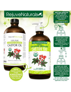 Aceite de Ricino Orgánico RejuveNaturals 473ml - Crecimiento Cabello 2