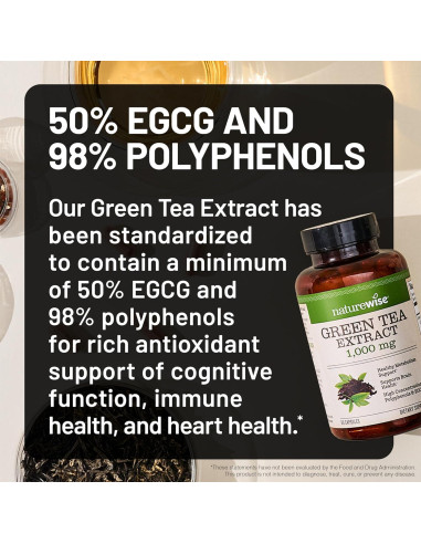 Cápsulas de Extracto de Té Verde NatureWise 1000 mg - 60 Unidades