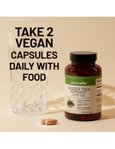 Cápsulas de Extracto de Té Verde NatureWise 1000 mg - 60 Unidades