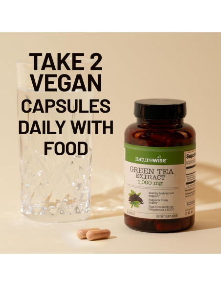 Cápsulas de Extracto de Té Verde NatureWise 1000 mg - 60 Unidades