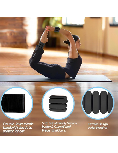 Pesas de Muñeca y Tobillo Lrnvee 0.9 kg Ajustables para Entrenamiento