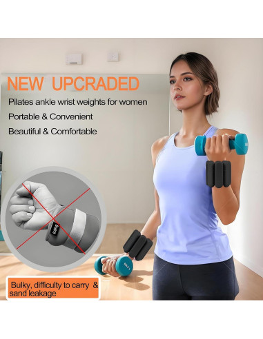 Pesas de Muñeca y Tobillo Lrnvee 0.9 kg Ajustables para Entrenamiento