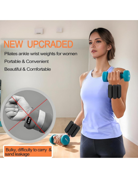 Pesas de Muñeca y Tobillo Lrnvee 0.9 kg Ajustables para Entrenamiento