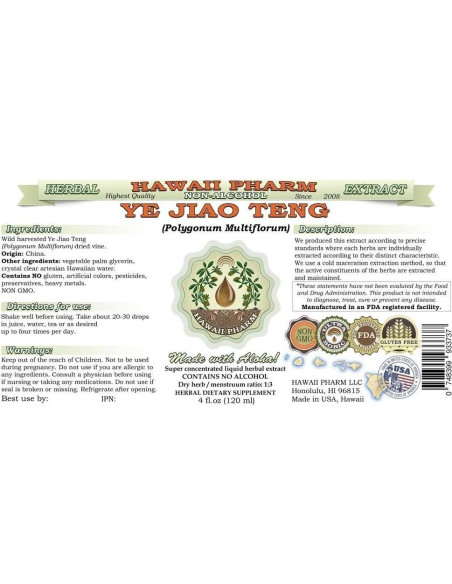 Extracto Líquido de Ye Jiao Teng (Shou Wu Teng) 2x946 ml Sin Alcohol - Hawaii Pharm
