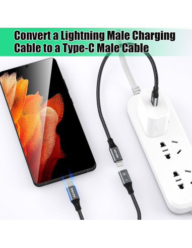 Adaptador Lightning a USB-C AGVEE 4 pulgadas Carga Rápida