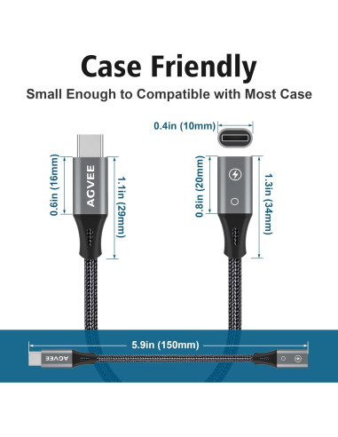 Adaptador Lightning a USB-C AGVEE 4 pulgadas Carga Rápida