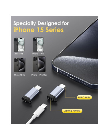 Adaptador Lightning a USB C MoKo 4 Pack Gris