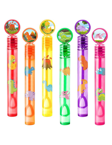 24 Varitas de Burbuja Dinosaurio + 96 Stickers Fiesta