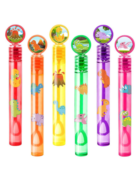 24 Varitas de Burbuja Dinosaurio + 96 Stickers Fiesta