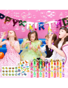 24 Varitas de Burbuja Dinosaurio + 96 Stickers Fiesta 2