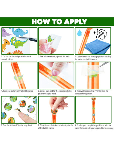 24 Varitas de Burbuja Dinosaurio + 96 Stickers Fiesta