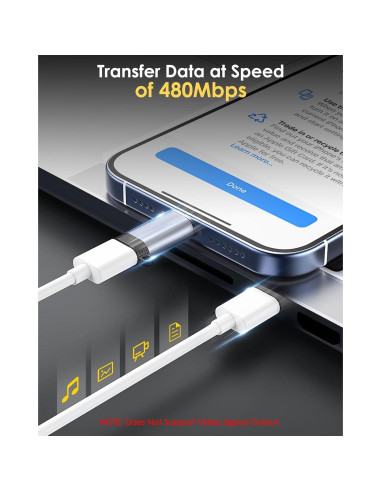 Adaptador Lightning a USB C MoKo 4 Pack Gris