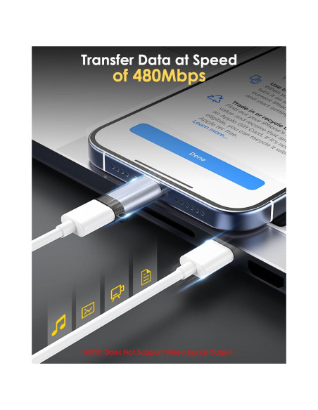 Adaptador Lightning a USB C MoKo 4 Pack Gris