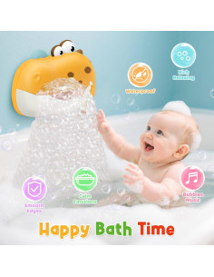 Juguete de Baño Dinosaurio Oichen Amarillo con Música y Burbujas 2