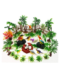 Set de Decoración de Pastel Dinosaurios y Árboles 56 Pcs