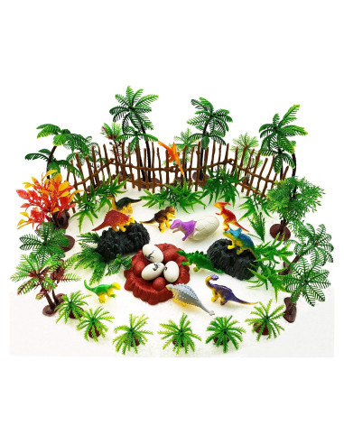 Set de Decoración de Pastel Dinosaurios y Árboles 56 Pcs