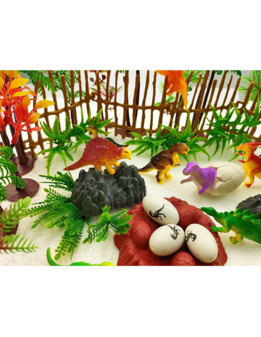 Set de Decoración de Pastel Dinosaurios y Árboles 56 Pcs