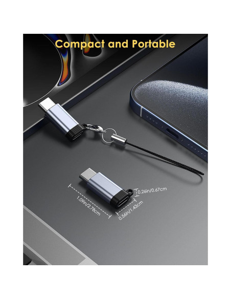 Adaptador Lightning a USB C MoKo 4 Pack Gris