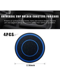 4 Posavasos Antideslizantes Sylvil para Coche Azul 6.99 cm 2