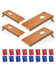 Juego de Cornhole Portátil Meooeck con 4 Tableros y 16 Bolsas