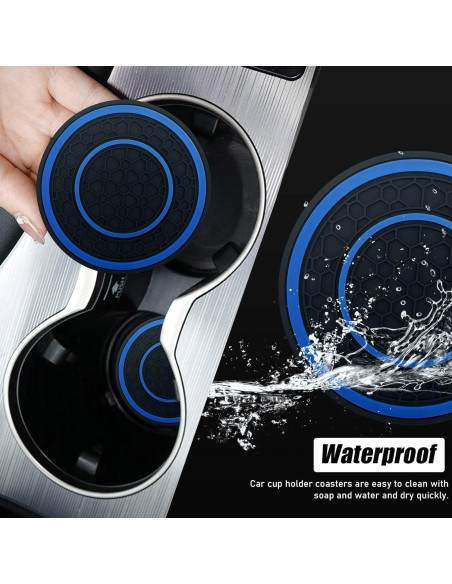 4 Posavasos Antideslizantes Sylvil para Coche Azul 6.99 cm