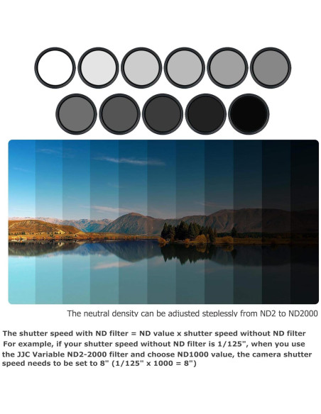 Filtro ND Variable JJC 40.5mm ND2-2000 para Cámaras Sony Filtro ND Variable JJC 40.5mm ND2-2000 para Cámaras Sony