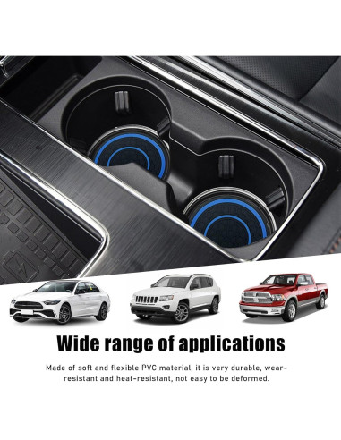 4 Posavasos Antideslizantes Sylvil para Coche Azul 6.99 cm