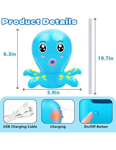 Bomba de Mesa de Agua Octopus 2500mAh Azul para Niños